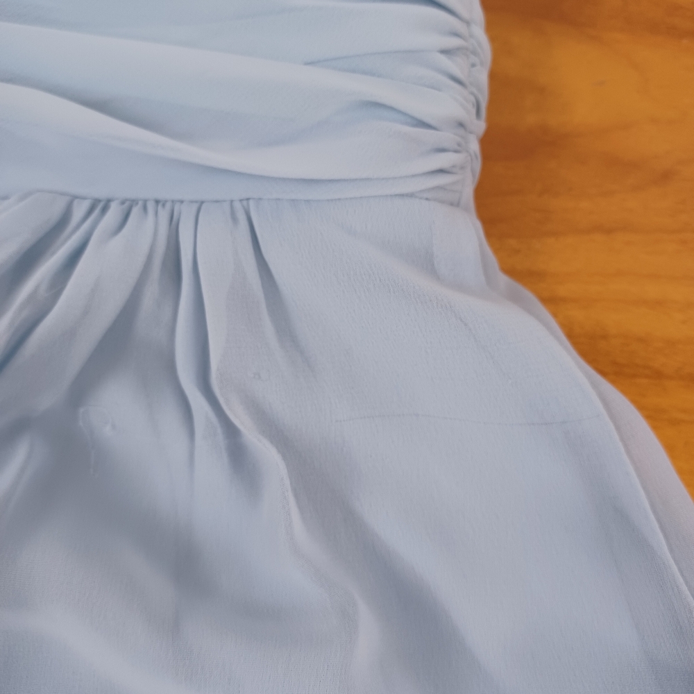 Dessy Collection Draped Chiffon Bridesmaid Maxi Dress Size 6 In Mist Style 2894 - Picture 12 of 16